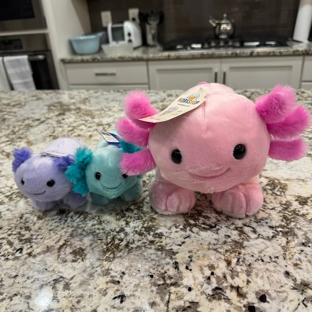Build a Bear Lot - Includes 2 Mini Baby & 1 Pink Axolotl Plush Animals